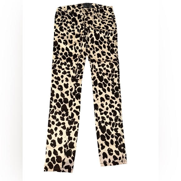 Tripp NYC Black and Cream Leopard Print Pants - Picture 1 of 8